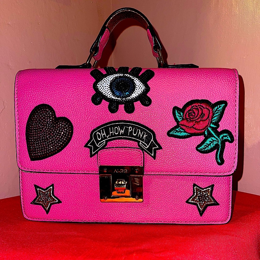 Aldo How Punk Patch Pink Satchel Crossbody Purse